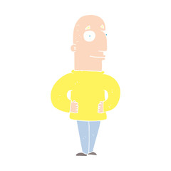 flat color illustration of a cartoon content man