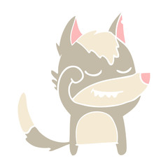 tired flat color style cartoon wolf