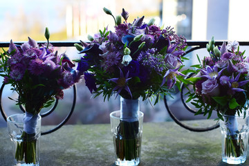 three wedding bouquets