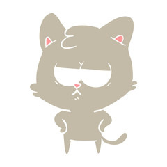 bored flat color style cartoon cat