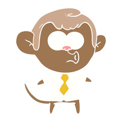 flat color style cartoon office monkey