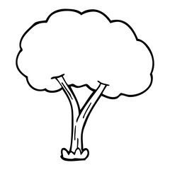 line drawing cartoon blooming tree