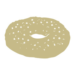 flat color illustration of a cartoon bagel