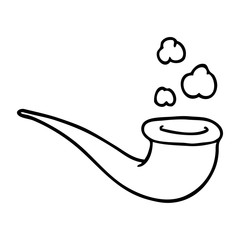 line drawing cartoon smoking pipe