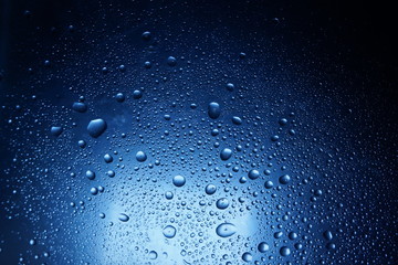 frozen water drops blue background