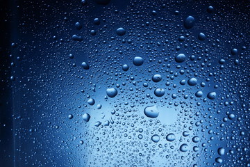 frozen water drops blue background