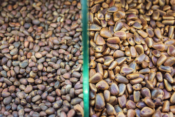 Pine nuts background