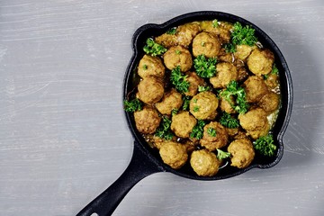 Homemade Swedish Meatballs with Cream Sauce and Parsley