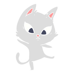 confused flat color style cartoon cat