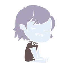 flat color style cartoon undead vampire girl sitting