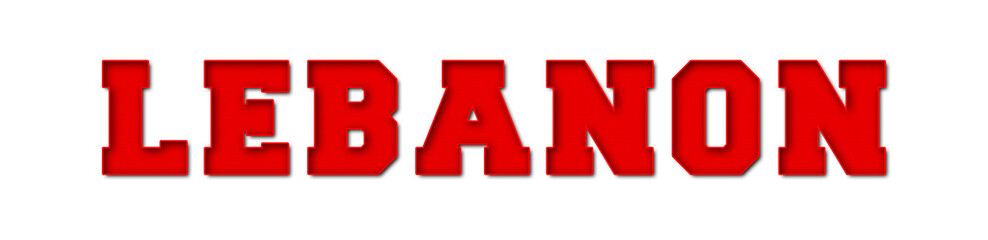 Lebanon - red text written on white background