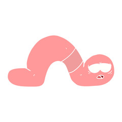 flat color style cartoon tired worm