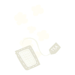 flat color illustration of a cartoon tea bag