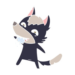 flat color style cartoon hungry wolf