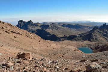 Volcanic rock formations at Mount Kenya, Kenya