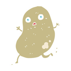 flat color illustration of a cartoon potato running