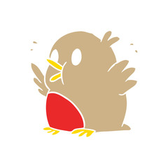 flat color style cartoon over excited robin
