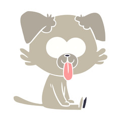 flat color style cartoon sitting dog with tongue sticking out