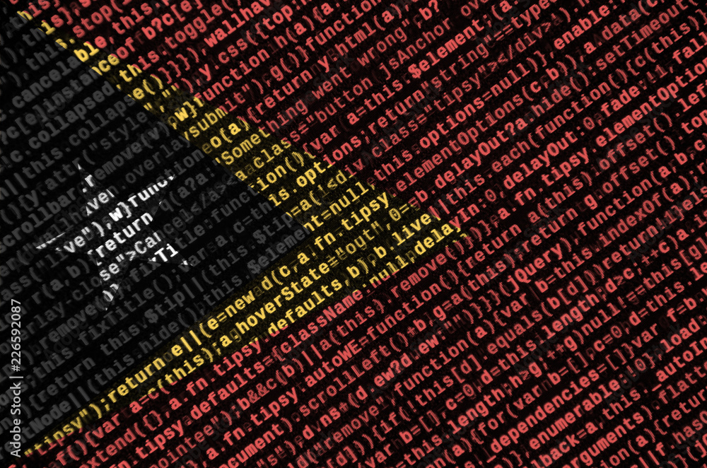 Poster timor leste flag is depicted on the screen with the program code. the concept of modern technology a