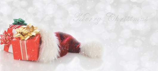 Santa Hat with presents and Merry Christmas Type