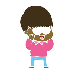 happy flat color style cartoon boy