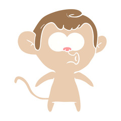 flat color style cartoon hooting monkey