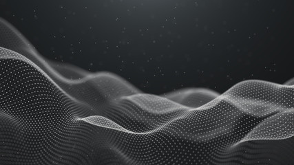 Data technology background. Abstract background. Connecting dots and lines on dark background. 3D...