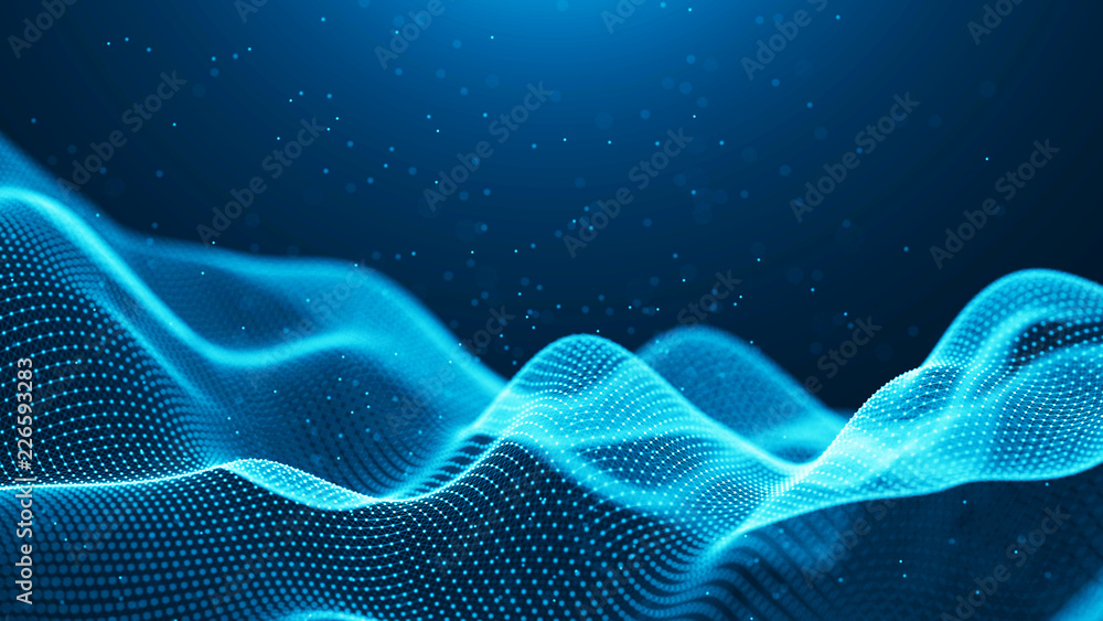 Fototapete Data technology background. Abstract background. Connecting dots and lines on dark background. 3D rendering. 4k.