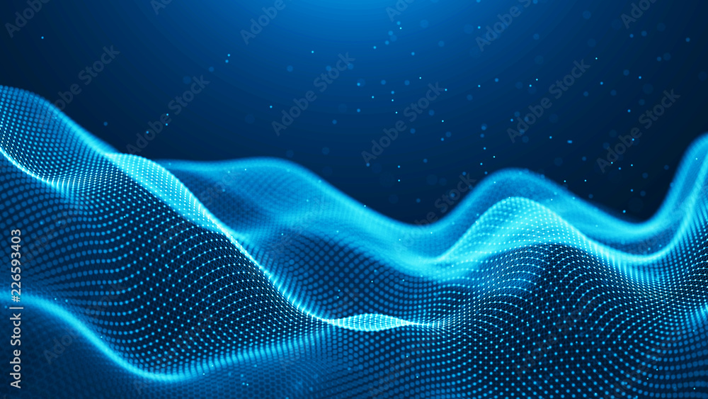 Leinwandbilder Data technology background. Abstract background. Connecting dots and lines on dark background. 3D rendering. 4k.