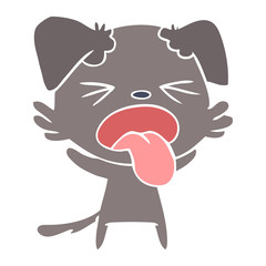 flat color style cartoon disgusted dog