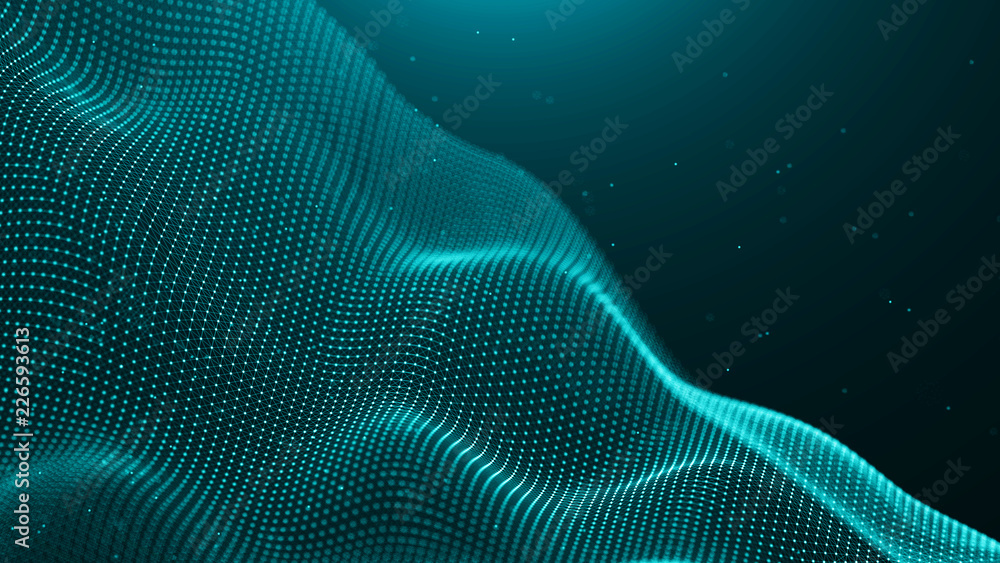 Aufkleber Data technology background. Abstract background. Connecting dots and lines on dark background. 3D rendering. 4k.