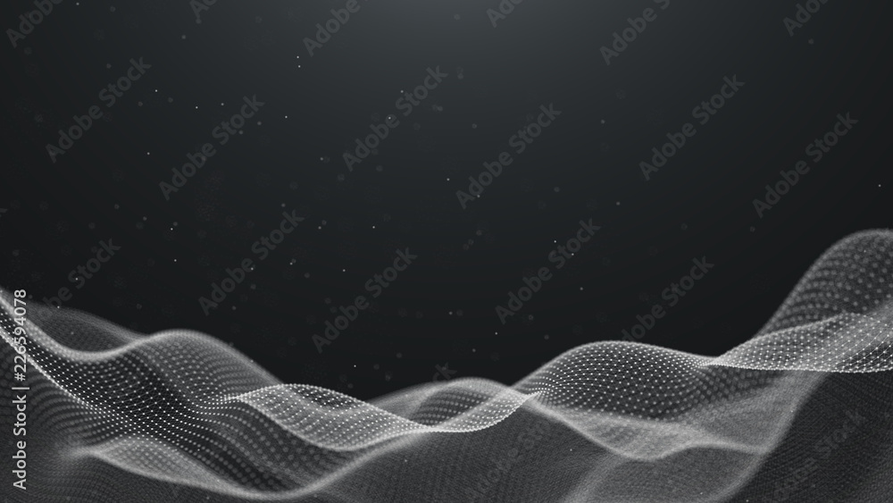 Fototapete Data technology background. Abstract background. Connecting dots and lines on dark background. 3D rendering. 4k.
