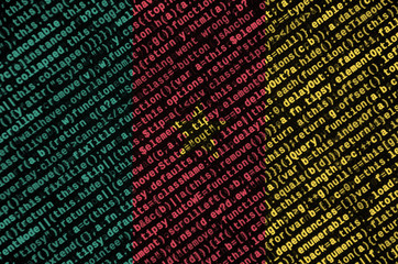 Cameroon flag  is depicted on the screen with the program code. The concept of modern technology...