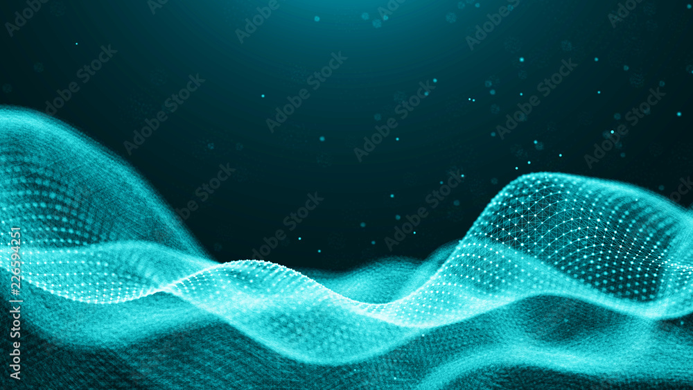 Wall mural data technology background. abstract background. connecting dots and lines on dark background. 3d re
