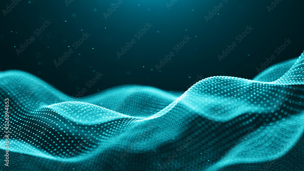 Leinwandbilder Data technology background. Abstract background. Connecting dots and lines on dark background. 3D rendering. 4k.