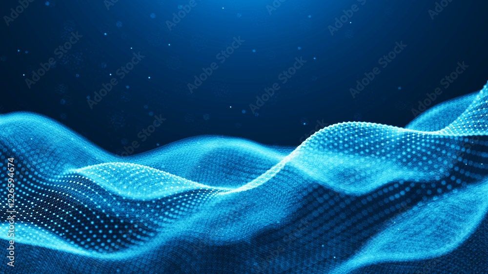 Poster Data technology background. Abstract background. Connecting dots and lines on dark background. 3D rendering. 4k.