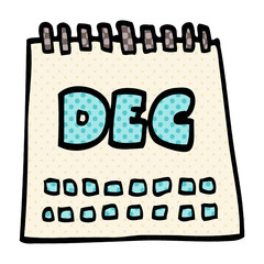 cartoon doodle calendar showing month of december