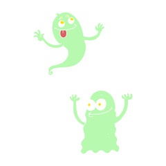 flat color illustration of a cartoon ghosts