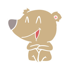laughing bear flat color style cartoon