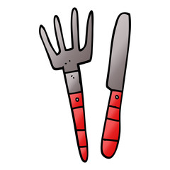 cartoon doodle knife and fork