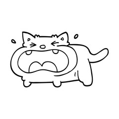 line drawing cartoon crying cat
