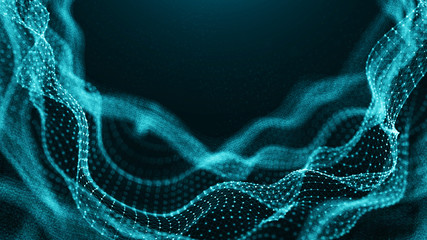 Data technology background. Abstract background. Connecting dots and lines on dark background. 3D rendering. 4k.