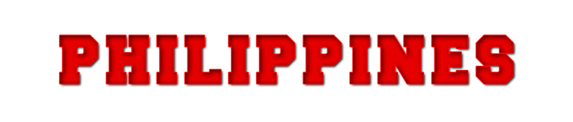 Philippines - red text written on white background