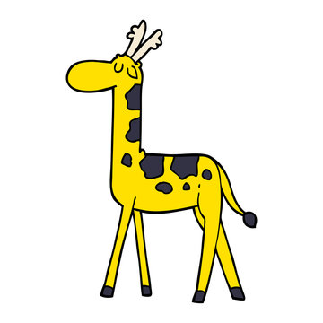 cartoon doodle walking giraffe