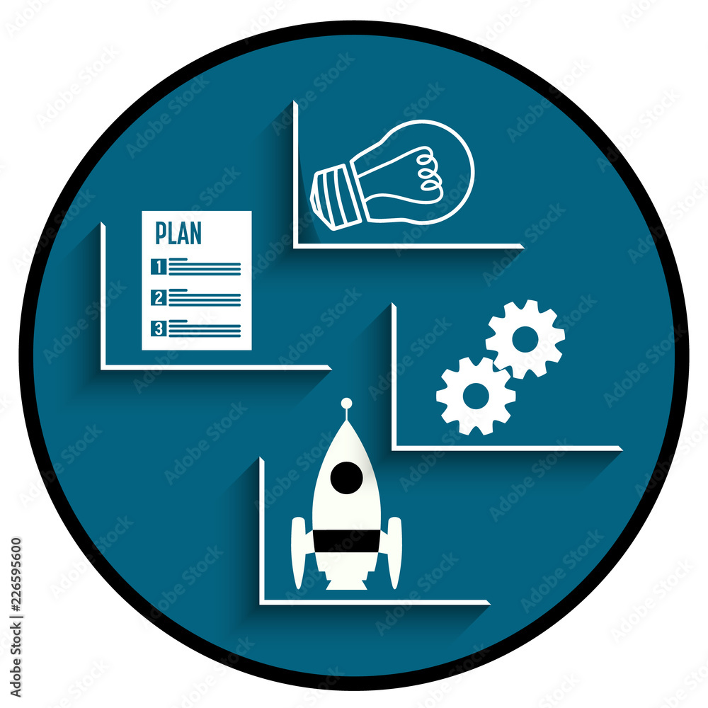 Poster circle infographic concept with topic of idea and startup. vector concept for printed materials, web