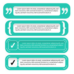 Four frames with checkbox, Square brackets and quotation marks. Vector concept for  printed materials, website, promotional materials.