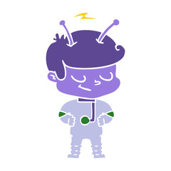 friendly flat color style cartoon spaceman