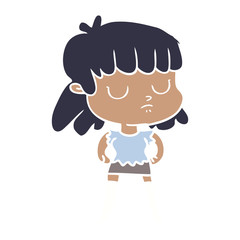 flat color style cartoon indifferent woman