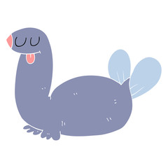 flat color illustration of a cartoon seal