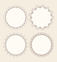 Set of 4 very simple round frames with fully editable stroke width